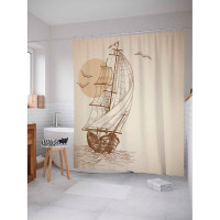 JoyArty Штора для ванной Начертания корабля в море 180х200 см JoyArty Штора для ванной Начертания корабля в море 180х200 см