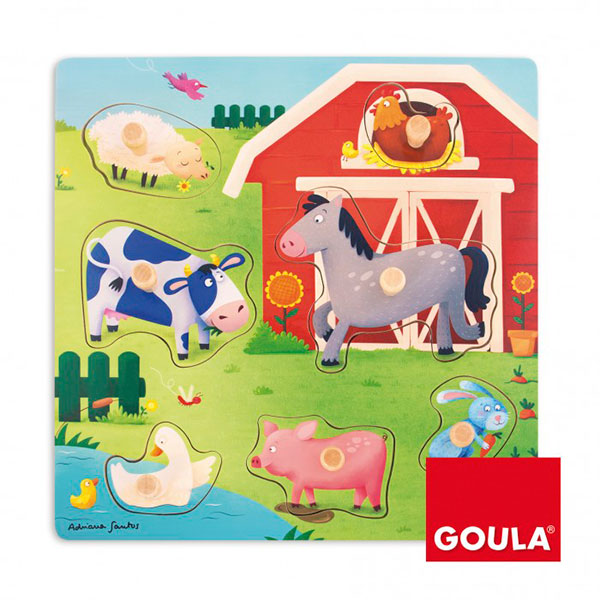 Деревянная игрушка Goula Рамка-вкладыш Ферма мама и малыш Деревянная игрушка Goula Рамка-вкладыш Ферма мама и малыш